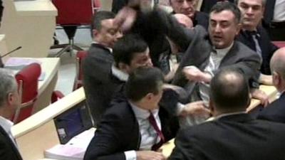 Brawl in parliament in Georgia