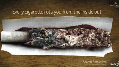 Public Health England handout of a graphic anti-smoking advert