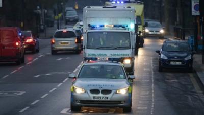 Ambulance carrying Ebola patient