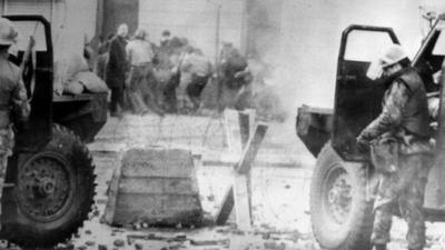 Troops and protestors on Bloody Sunday