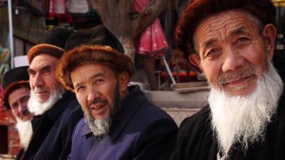 Bearded elderly Uighurs in Xinjiang province