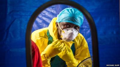 File picture of health worker in Freetown, Sierra Leone