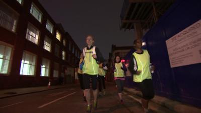 Members of the A Mile in Her Shoes running group