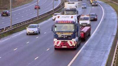 Lorries on a road