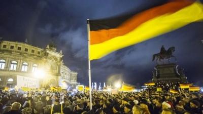 A Pegida rally in Dresden, Germany