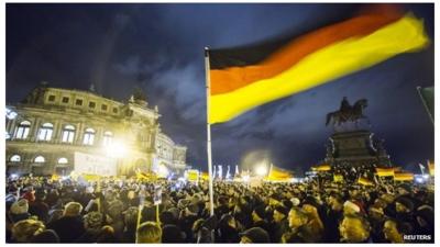 A Pegida rally in Dresden, Germany, where support for the the group's stance against "Islamisation" has grown