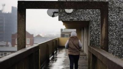 woman on estate in Rochdale