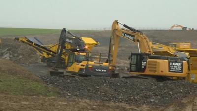 Excavators at work on the Hinkley Point C site