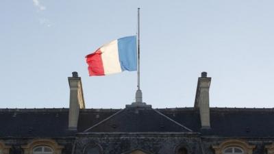 Flag at half mast on the Elysee Palace