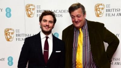 Sam Claflin (left) and Stephen Fry at the EE British Academy Film awards nominations announcement at BAFTA in London