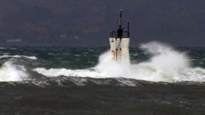 Storm waves off the coast of Scotland