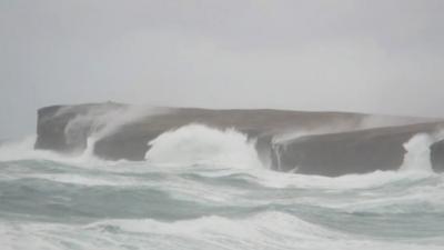 Waves hit Orkney