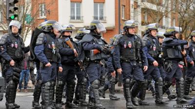 Armed police in Paris, 9 January