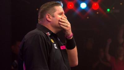 Scott Mitchell reacts after making it into the BDO semi-finals