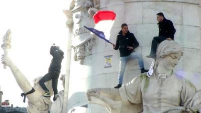 Marchers gather at Place de la Republique, Paris