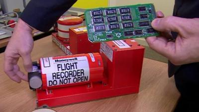 A 'black box' flight recorder and the internal circuit board