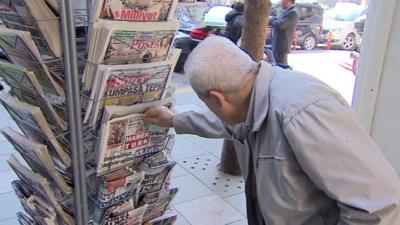 A newspaper stand in Istanbul