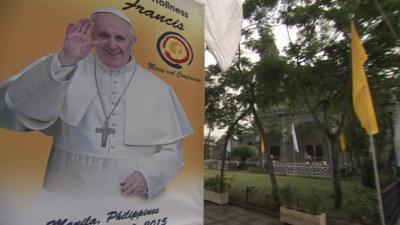 Banners to welcome the Pope