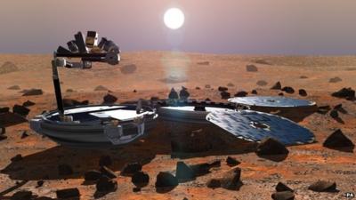 A visualisation of Beagle 2 landing on Mars