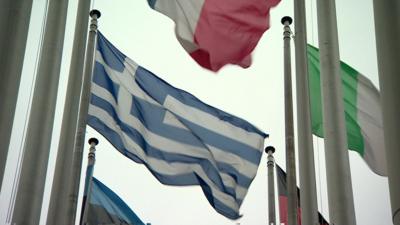 Greek flag with other EU flags