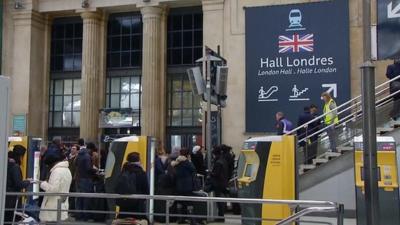 Crowds waiting for the Eurostar in Paris