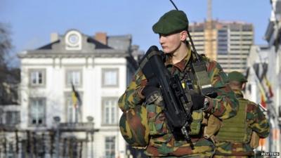 Belgian soldier guarding US embassy