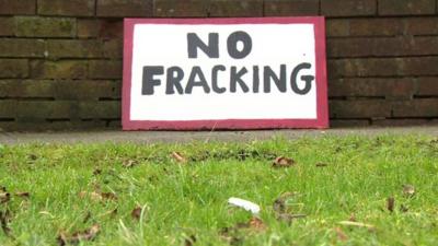 A sign saying "No Fracking"