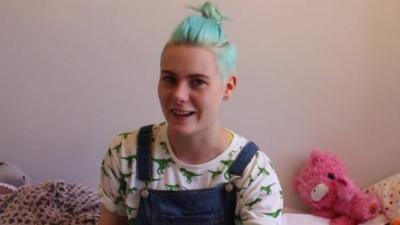 Robyn during one of her vlogs
