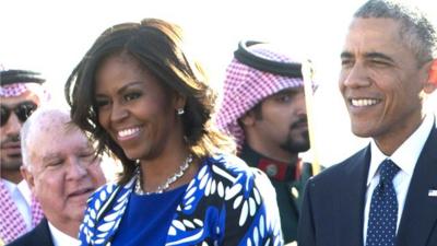 US President Barack Obama and First Lady Michelle Obama