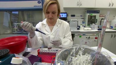 Scientist working in French laboratory