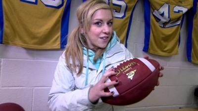 Jenny with an American football