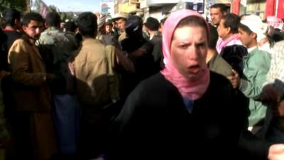 The BBC's Sally Nabil reports from a demonstration in Sanaa.