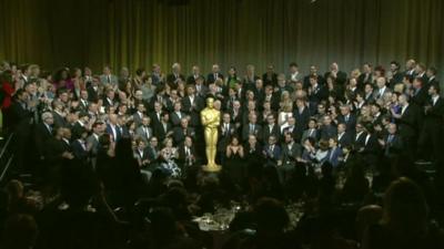 Oscar nominations and giant trophy statue