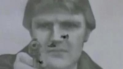 Still from a Russian military video shown to the Litvenenko inquiry, which shows an image of Alexander Litvinenko said to have been used as target practice