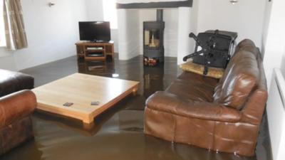 Flooded house in Moorland