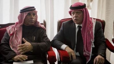 King Abdullah II meets Lt Moaz al-Kasasbeh's father