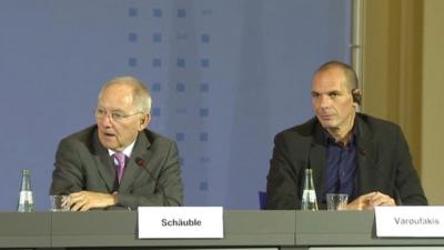 German and Greek finance ministers at press conference