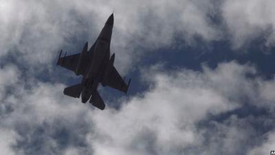 Jordanian fighter jet over village of Aya