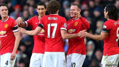 Manchester Utd team players celebrating