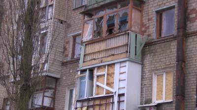 Building damaged by shelling