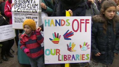 Protests in Cardiff against library cuts and closures