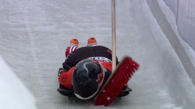 Jane Channell collides with a brush during her first heat.