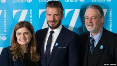 Paloma Escudero, David Beckham and David Bull