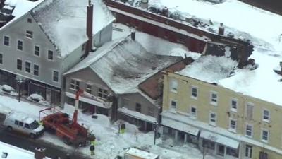Collapsed roof on building in Boston