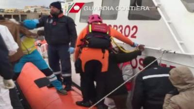 Migrants rescued from the Mediterranean sea