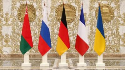 Flags of nations attending peace talks