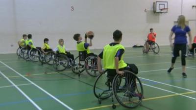 Wheelchair basketball players