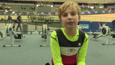 12-year-old Barnaby at the British Indoor Rowing Championships