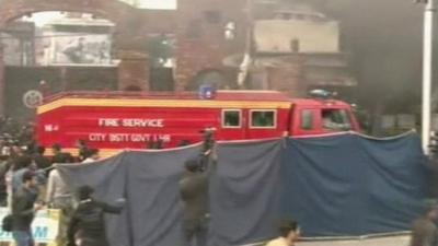 Emergency services at the scene of the attack in Lahore