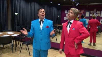 Liam Dolan and Johnny Mac as Francie and Josie